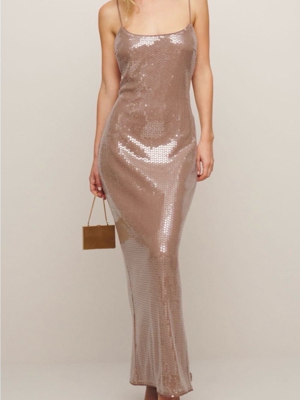Reformation x Camille Bevelyn Sequin Maxi Dress - Rose Gold